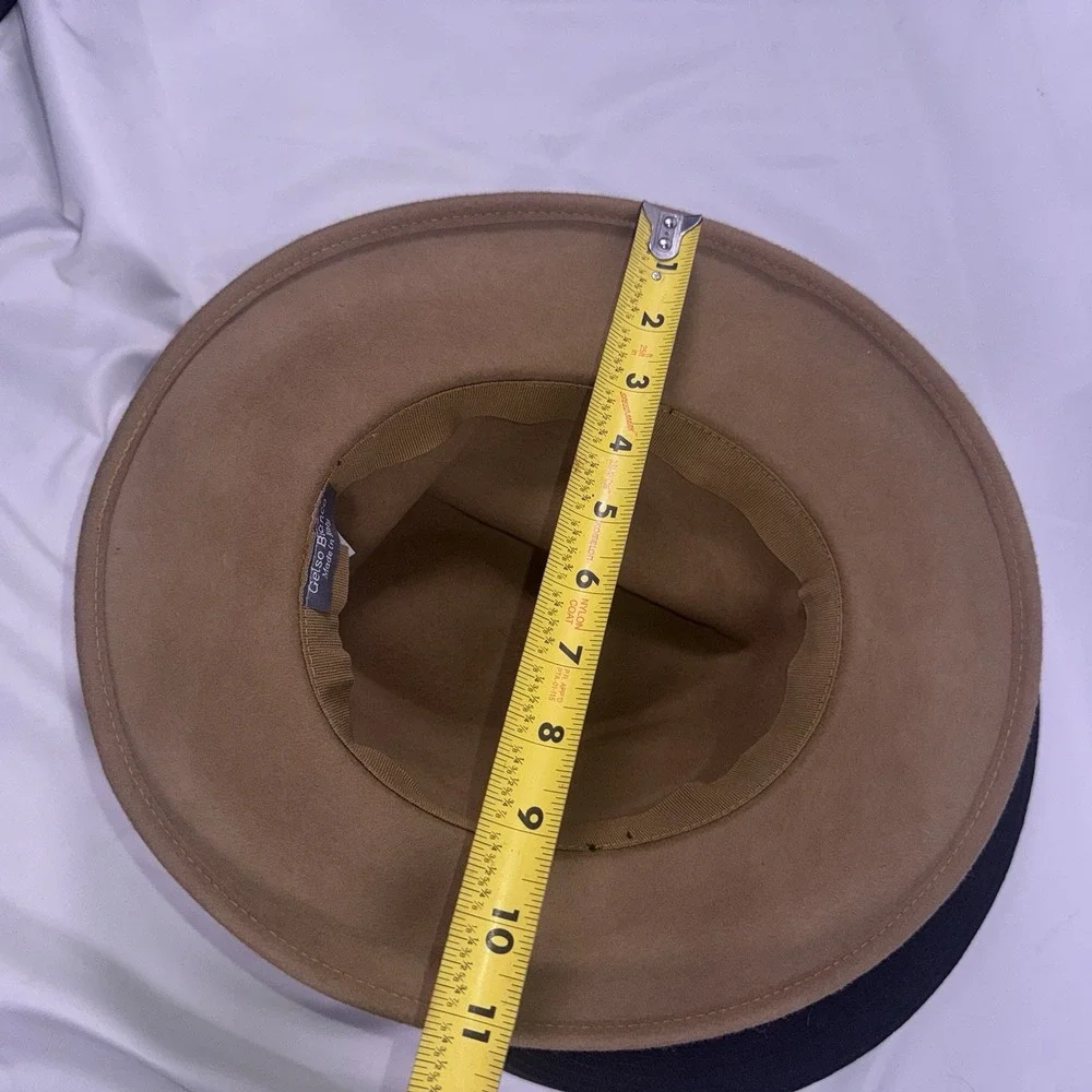 Gelso Bianco Brown Pinch  Wool Fedora Hat Italy Wide Brim